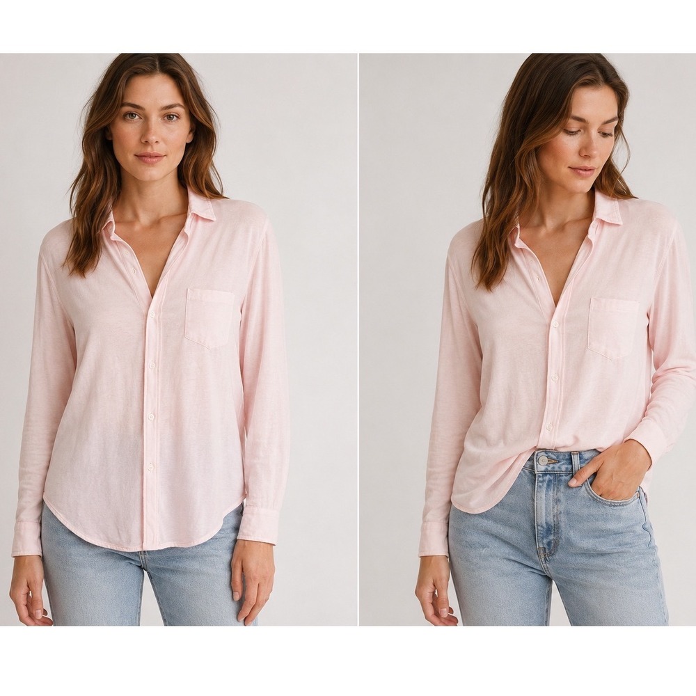 Frank Eileen Women's Tee Lab Pink Cotton Button Down Shirt Casual Lightweight XS